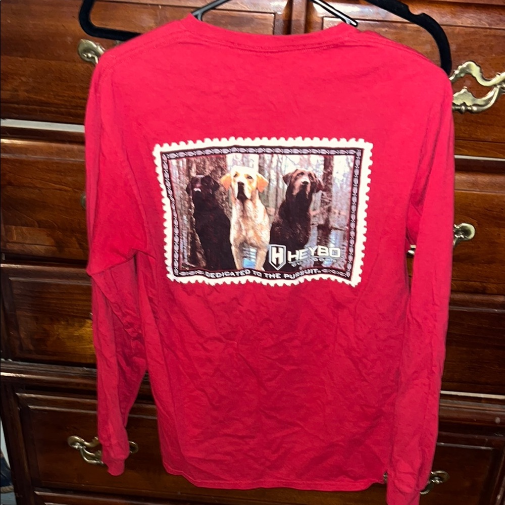 Heybo Red Long Sleeve Shirt with Dog Print